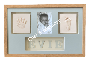 Framed Baby clay hand and foot impressions with name