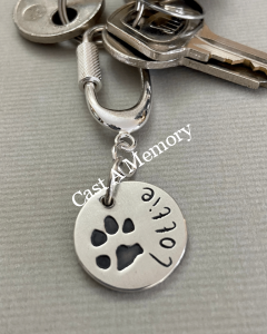 Paw Print keyring with named Lottie engraved