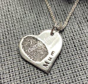 silver mum fingerprint memorial charm jewellery