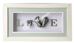 Framed Love baby hand and feet cast