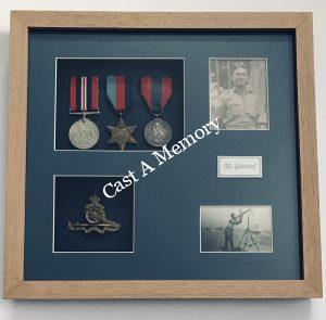 war medals and photos framed